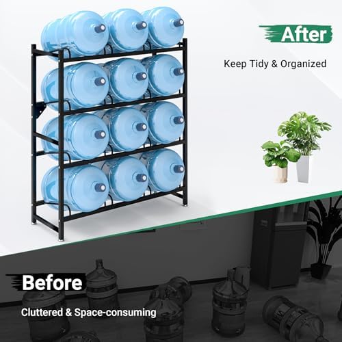 12-Tray 5 Gallon Water Jug Holder,4-Tier Water Jug Rack