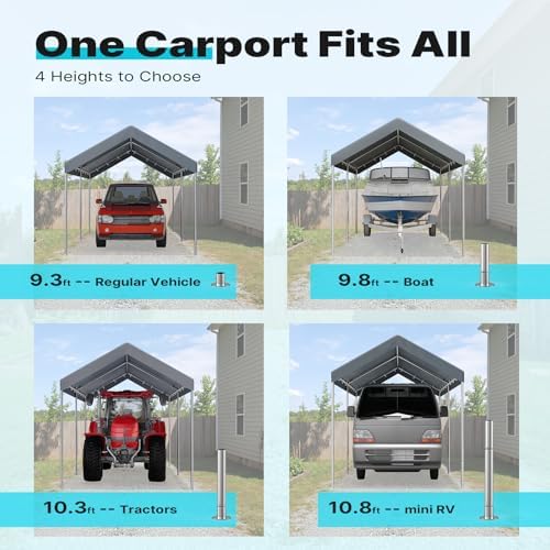 ADVANCE OUTDOOR 10x15 ft Heavy Duty Carport Potable Car Canopy Garage Party T...