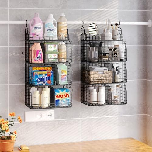 HapiRm Hanging Closet Organizer Storage - 4 Tier Metal Stackable Hanging Clos...