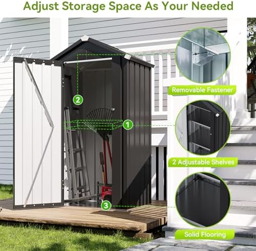 Aoxun Vertical Outdoor Storage Cabinet 2.5’x2’ with Floor & Shelves Black