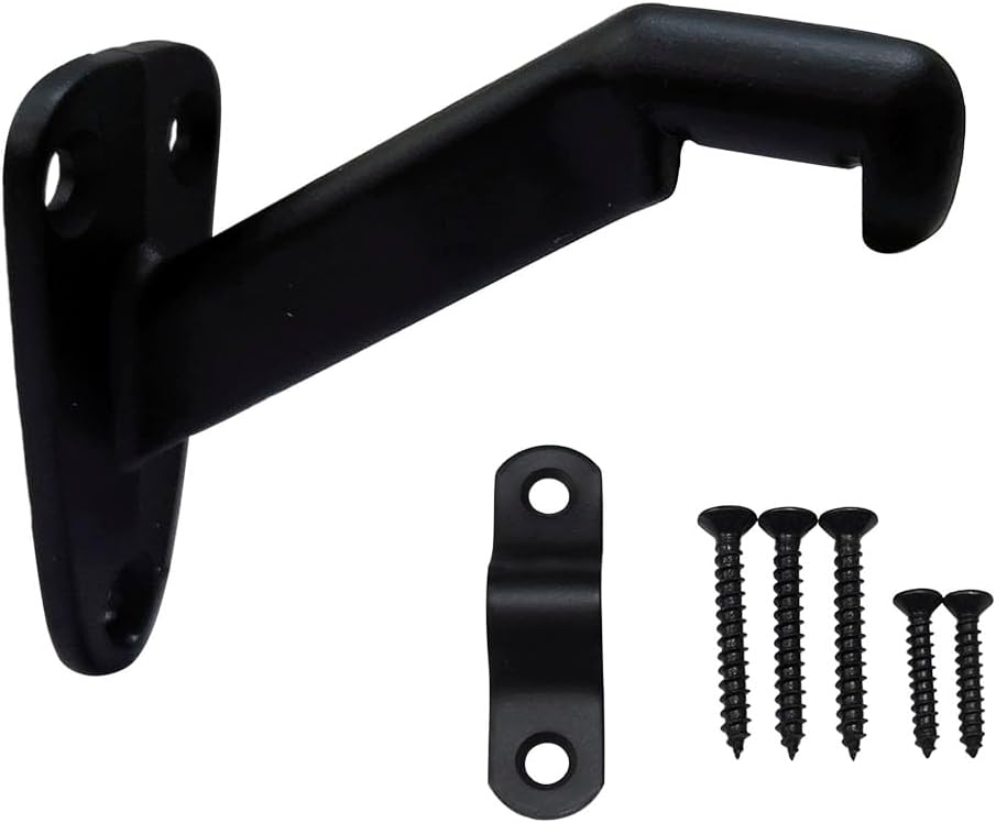 QCAA Heavy Duty Handrail Stair Brackets, Zinc Die Cast, Matte Black, 10 Pack,...
