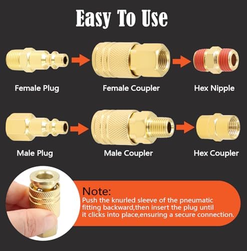 48Pcs 1/4"NPT Air Coupler & Plug Kit,Male Female Quick Connect Air F...