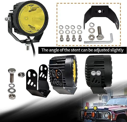 STDYSUN Round LED Yellow Offroad Driving Fog Pod Lights 2Pcs 3.5Inch Spot Bea...