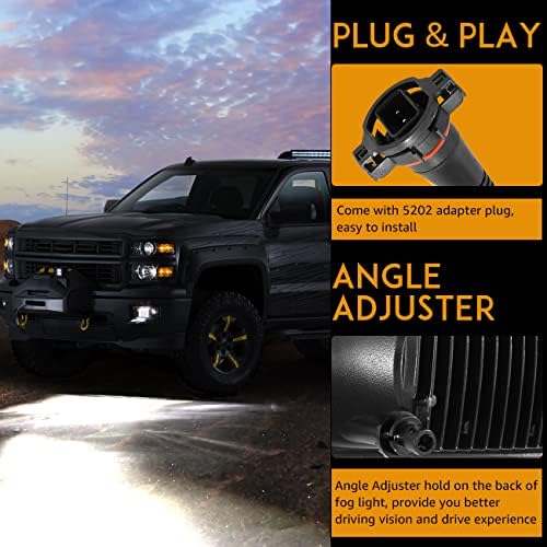 Auxbeam LED Fog Lights DOT Approved Bumper Driving Fog Lamps 1 Pair Chrome