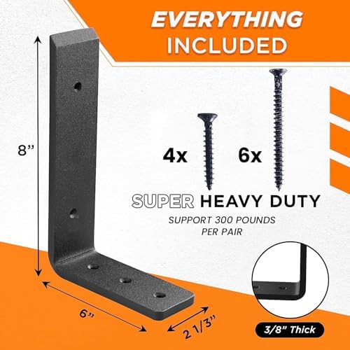 BATODA 8” Countertop Support Steel Brackets (2 PCS), Heavy Duty L Bracket