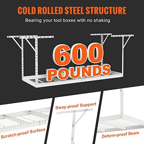 VEVOR Overhead Garage Storage Rack, 3x8 Ceiling Racks, Heavy Duty Adjustable ...