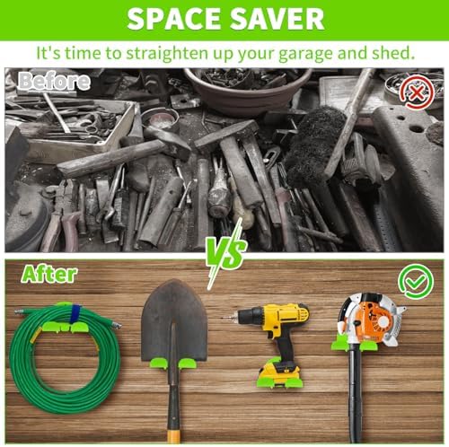 Upgraded Trimmer Rack Wall Mount - 8" Heavy Duty Weed Eater Hanger for G...