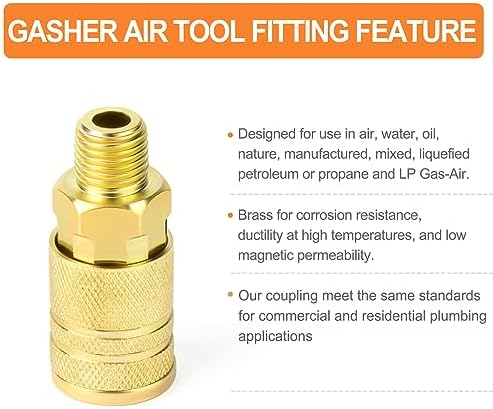 GASHER 12PCS 1/4-Inch Male Industrial Coupler,1/4 Inch NPT Male Threads Size,...