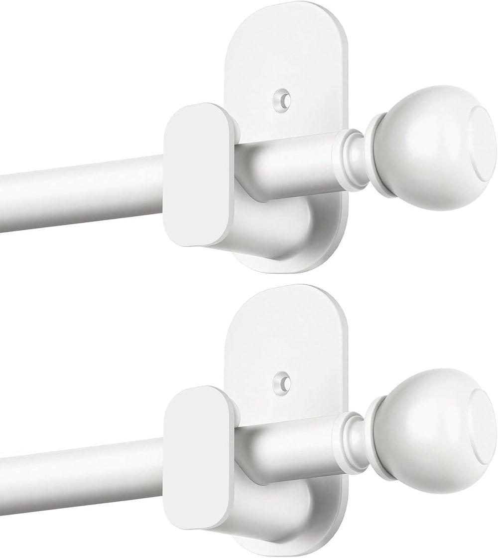 USFOOK White No Drill Curtain Rods for Windows 48 to 84, 2 Pack