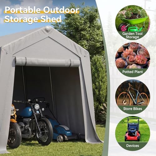 Aoxun 10x10 FT Outdoor Portable Storage Shed Tent for Motorcycle,Gray