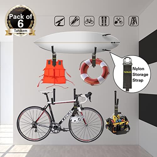 6 Pack Garage Hooks Heavy Duty, 9 Inch Ladder Hooks for Garage Wall