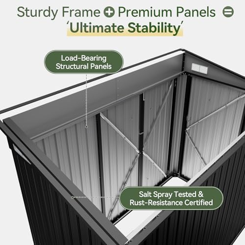 Aoxun 7.5'x4' Triple Door Shed Outdoor Storage Shed Black