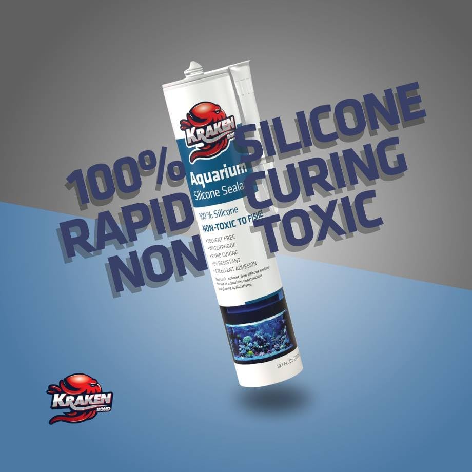 Kraken Bond Aquarium Silicone Sealant Clear - (12x10.1 fl. oz.) 100% Waterpro...