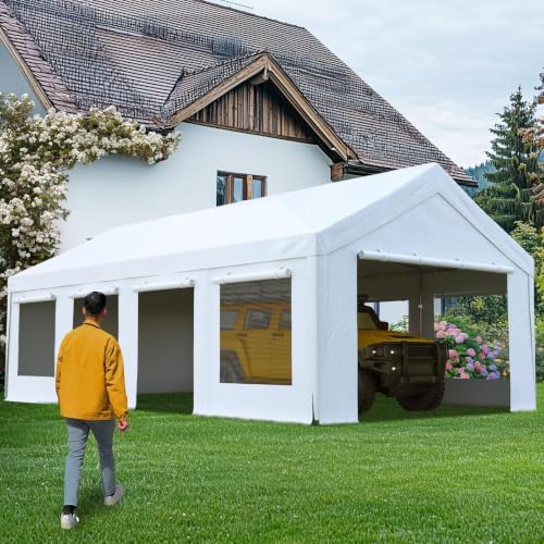 Quictent Heavy Duty 13x25 ft Carports with Side Zipper Doors