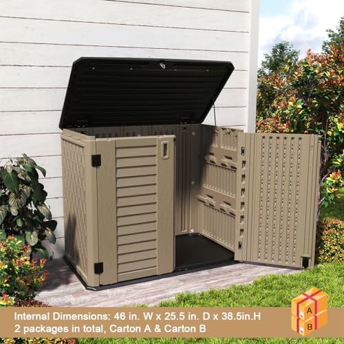KINYING Outdoor Storage Shed - Horizontal Storage Cabinet Waterproof for Gard...