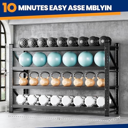 MIIIKO 71.3" W Storage Shelves,5000LBS Metal Garage Storage Shelving,Hea...