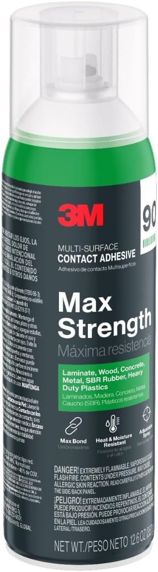 3M Max Strength 90 Contact Adhesive Spray, 12.6 oz (Pack of 2) โ Low VOC Heav...