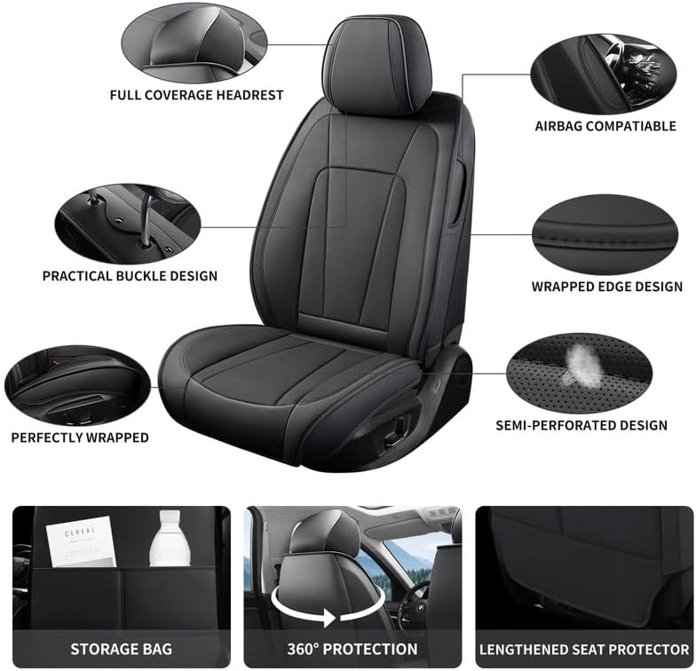 Car Seat Covers Full Set Custom Fit for Kia Optima 2001-2020,Black