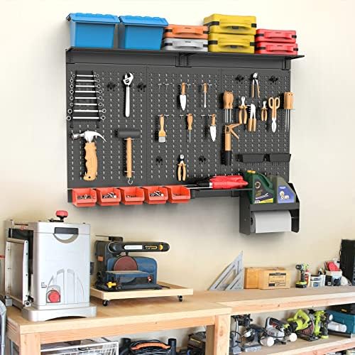 TORACK Metal Pegboard Wall Organizer 24x48 in, Tool Storage Pegboard, Black