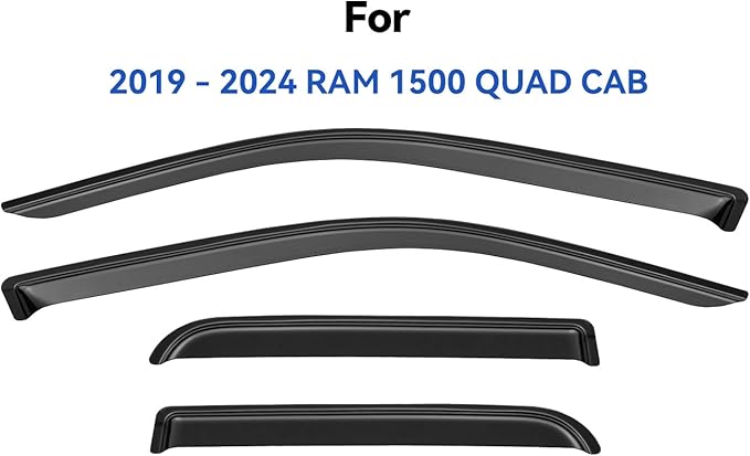Window Visors Rain Guards for 2019-2025 Dodge Ram 1500 Quad Cab, Window Vent