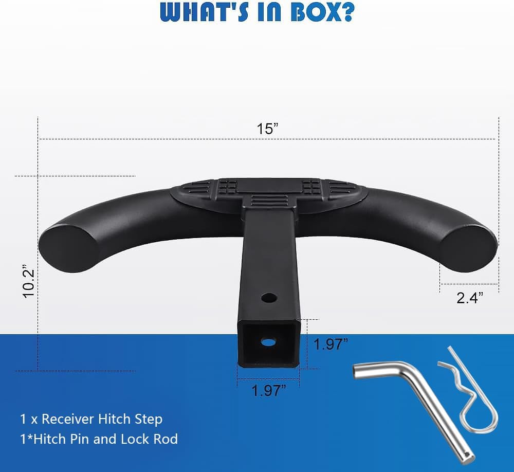 Hitch Step for 2 Inch Hitch Receiver Towing Bar Bumper Step Rear End Guard Pr...