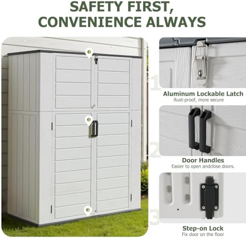 Aoxun 61 Cu.Ft Outdoor Storage Shed, Widened Outdoor Storage Cabinet Waterpro...
