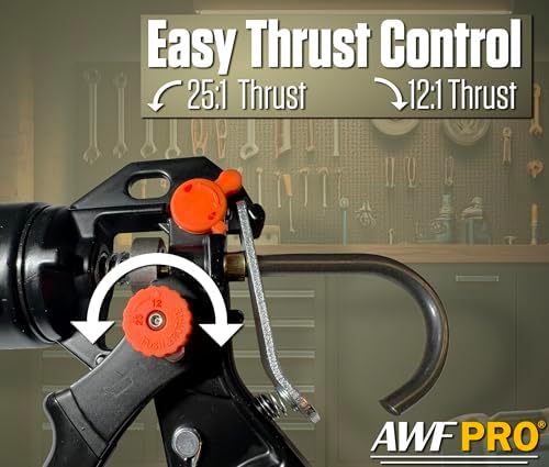 AWF PRO 10 oz Dual Thrust Caulk Gun, 25:1 or 12:1 Thrust Ratio, Pack of 6