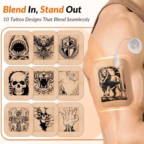 20 Pack/10 Designs Tandem Mobi Adhesive Sleeve, Upgraded Pocket Tattoo Lion