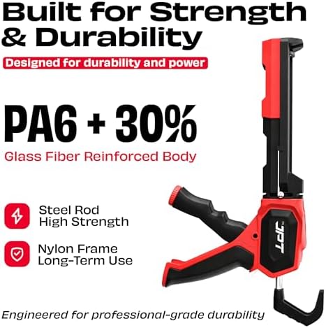 JPT Caulking Gun, 440 lbs High Thrust, 10 oz, 12:1-24:1 Adjustable Ratio,