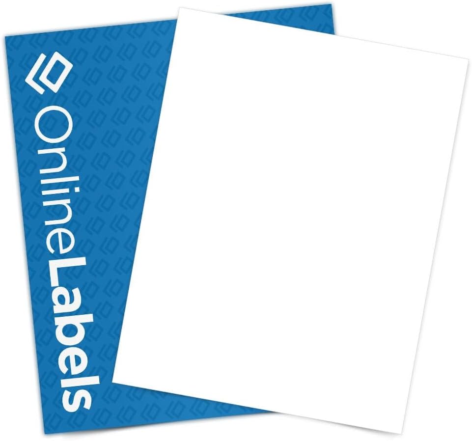 OnlineLabels 8.5" x 11" Sticker Paper - Weatherproof Polyester - 10...