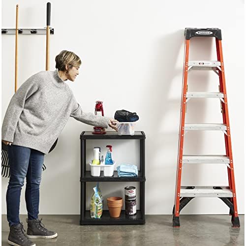 Gracious Living 33 Inch Heavy Duty 3-Shelf Light Duty Storage Shelf, Easy Ass...