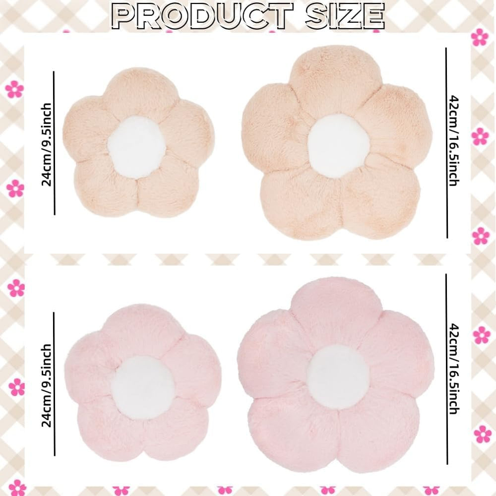 4 Pack Plush Flower Car Headrest Pillow and Lumbar Support Pillow Soft Comfor...