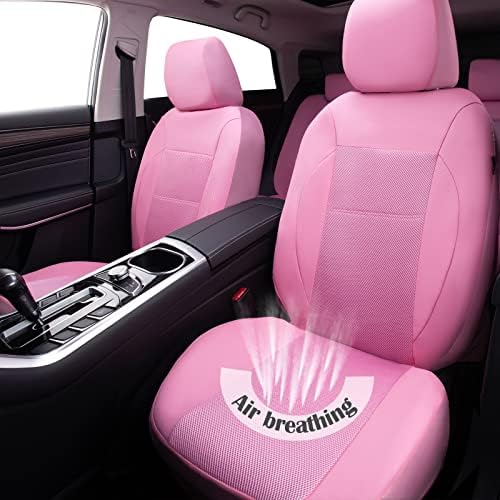 CAR PASS Pink Leather Seat Cover Automotive Breathable Universal Car Seat Cov...