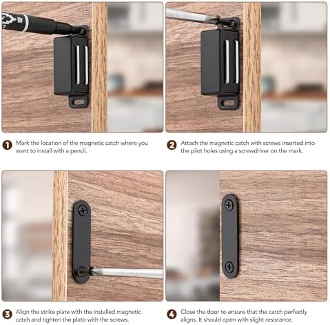 Ravinte Matte Black Magnetic Door Catch, Black Cabinet Magnets 24 Pack