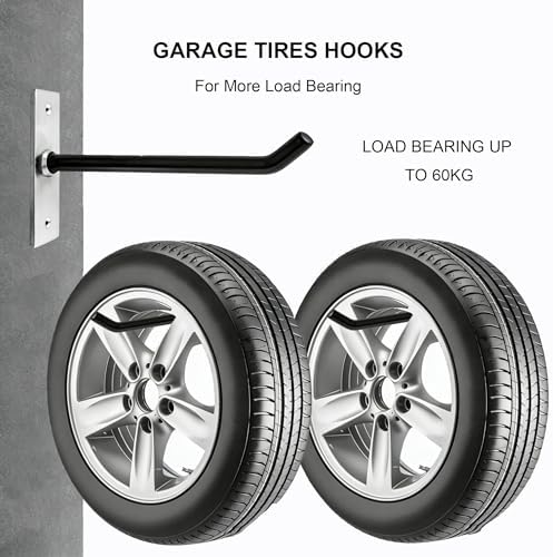 Sinoer 10 Inch Wall Mount Steel Tire Hooks,4 Pack Black