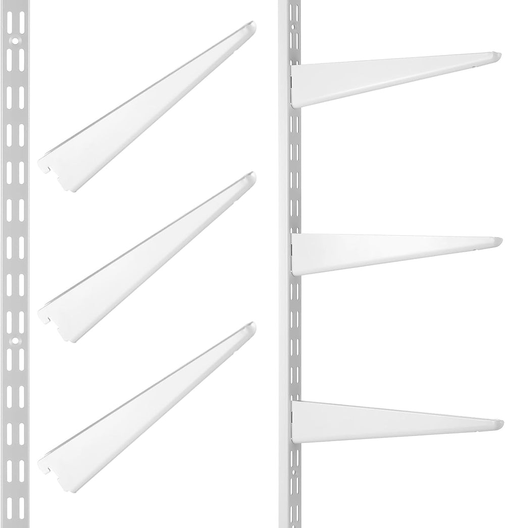 Colingmill 8 Pcs White Twin Rail Upright Wall Shelving System 25 Inch with Ad...