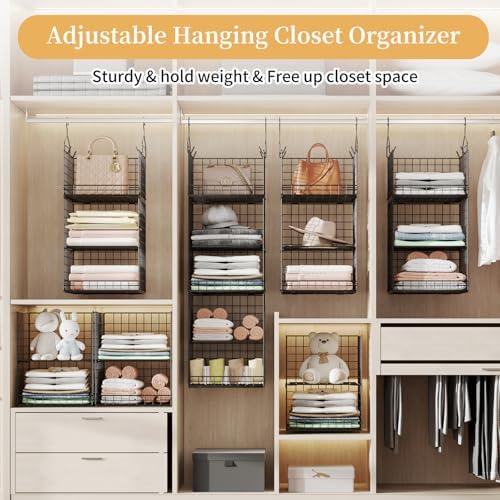 Yuyetuyo 5 Tier Closet Hanging Organizer and Storage Separable Hanging Closet...