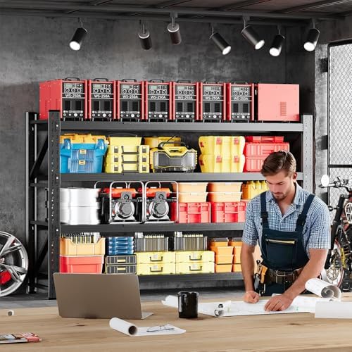 MIIIKO 71.3" W Storage Shelves,5000LBS Metal Garage Storage Shelving,Hea...