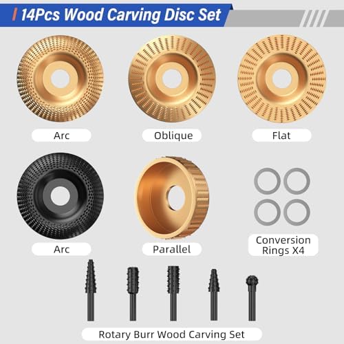 BURMONG 14PCS Wood Carving Disc Set for Angle Grinder, 4" & 4.5"...