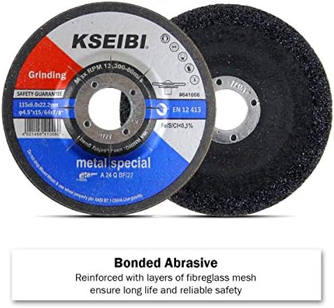 KSEIBI 651006 Grinding Wheels 25-Pack, Aluminum Oxide Discs for Metal & S...