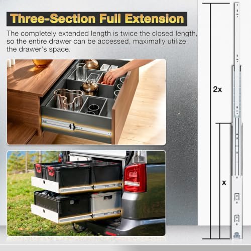 YENUO Heavy Duty Drawer Slides Full Extension Ball Bearing 12โ40 Inch 150LB