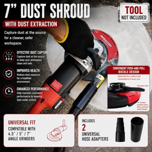 Dust Shroud for Angle Grinder with Diamond Grinding Cup Wheel, 4.5โ5 Inch &am...