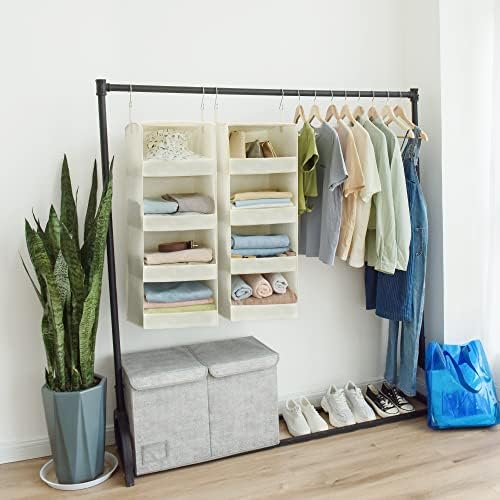 GRANNY SAYS 4-Shelf Hanging Closet Organizer, Foldable Storage, Beige