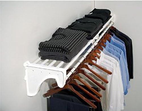 EZ Shelf - Closet Shelf with Hanging Rod - 64.3-119โ Expandable, White, Close...