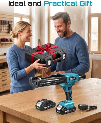 SEESII Electric Dual Cartridge Epoxy Gun 400ML (1:1) with 2 Batteries