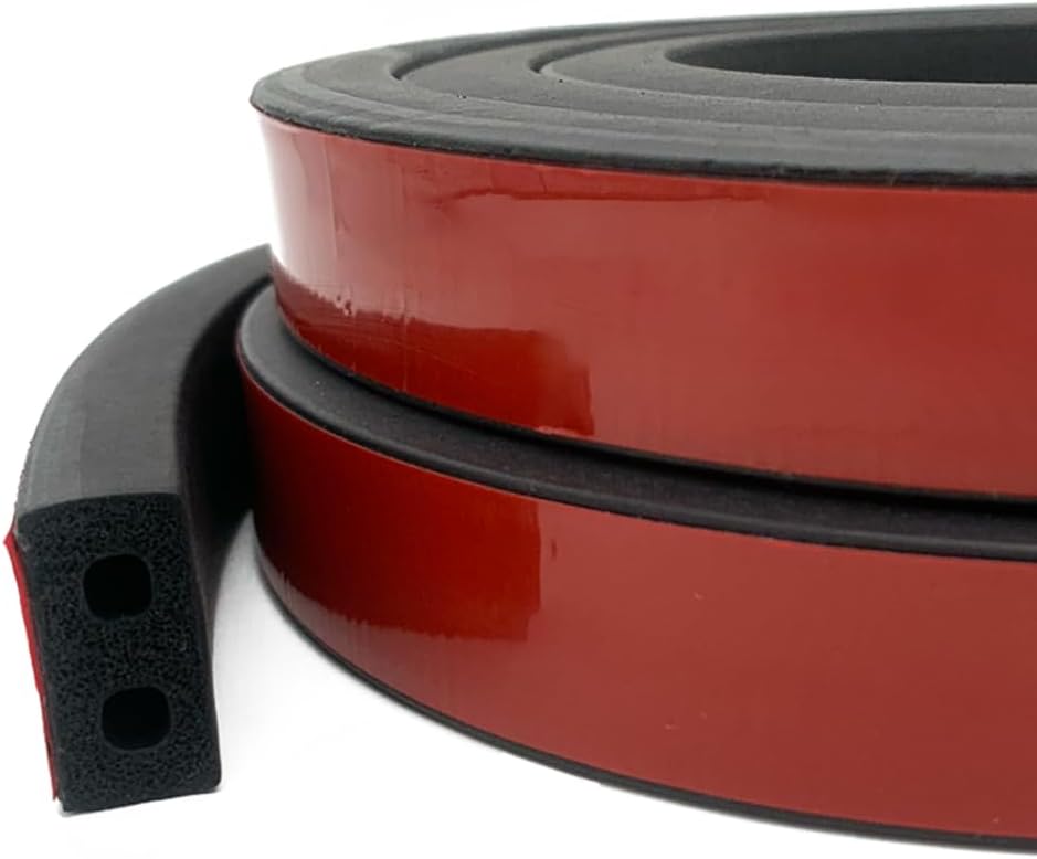 Double-Hole Rubber Weather Stripping, Self-Adhesive EPDM Rubber Seal Strip, B...