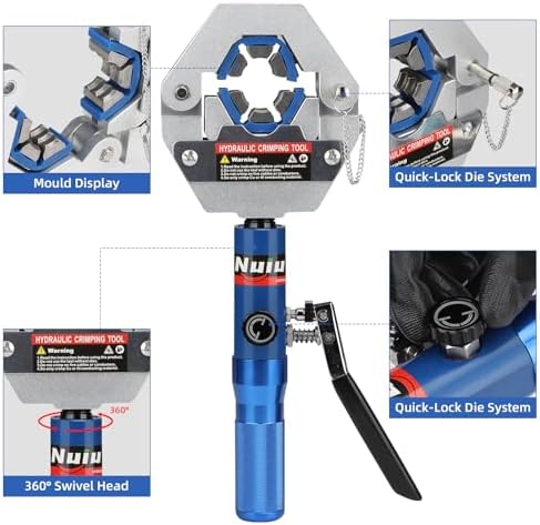 A/C Hose Crimper Kit, 8T Hydraulic Crimping Tool with 7 Dies FS-7842A