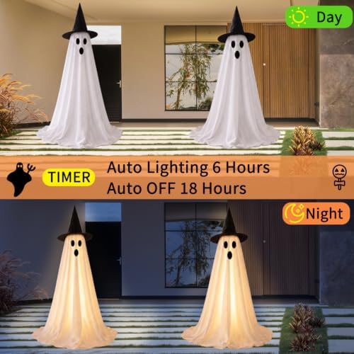 2 Packs 59โ Halloween Decorations Outdoor, Spooky Light Up Ghost Indoor Decor...