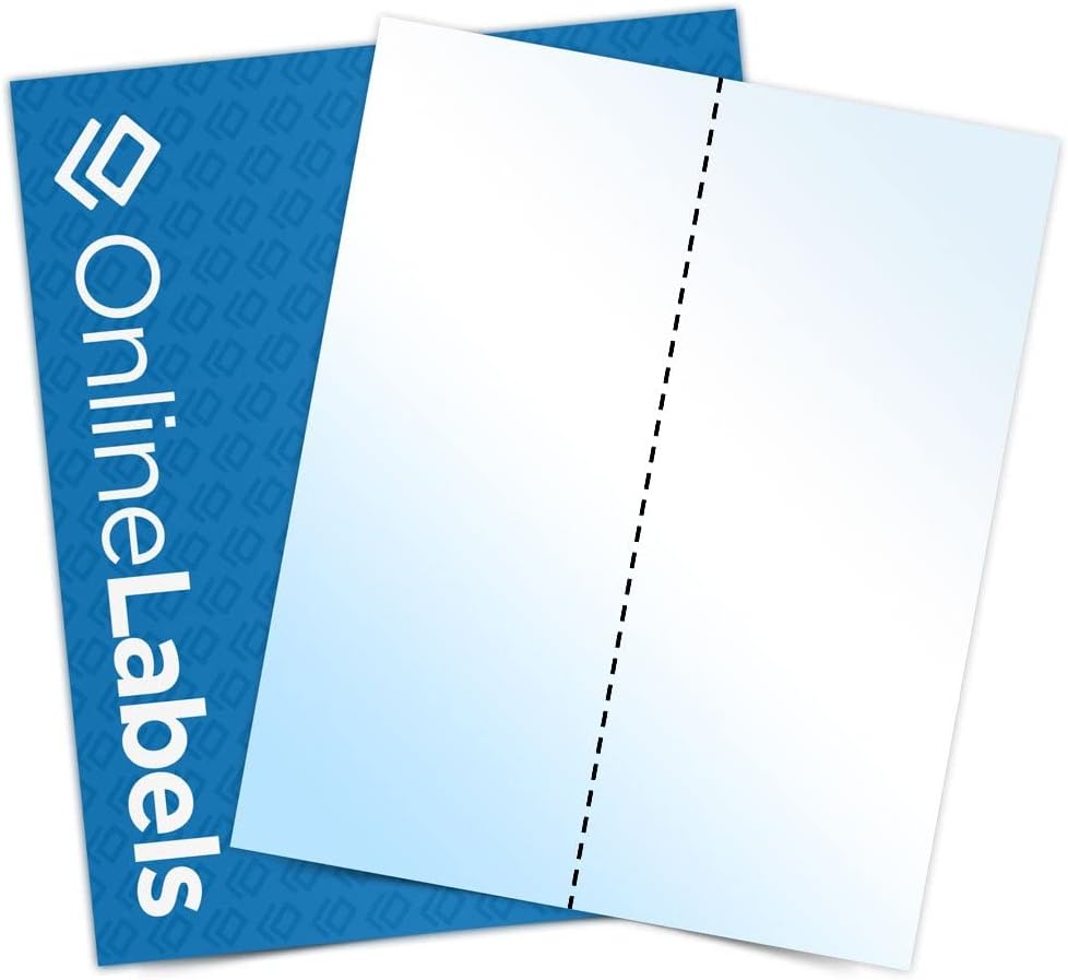 OnlineLabels 8.5" x 11" 1 Vert Back Slit - White Gloss Laser - 100 ...