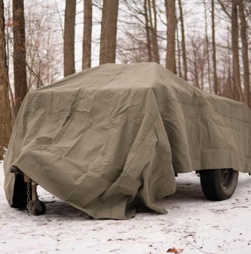 WHITEDUCK Canvas Tarp 18 oz. Heavy Duty Fire Water Repellent UV Resistant, Ru...